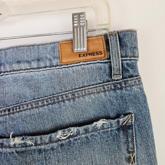 Express High Rise Straight Ankle Jeans Siz10 Light Wash Distressed Stretch Denim - Picture 6 of 13